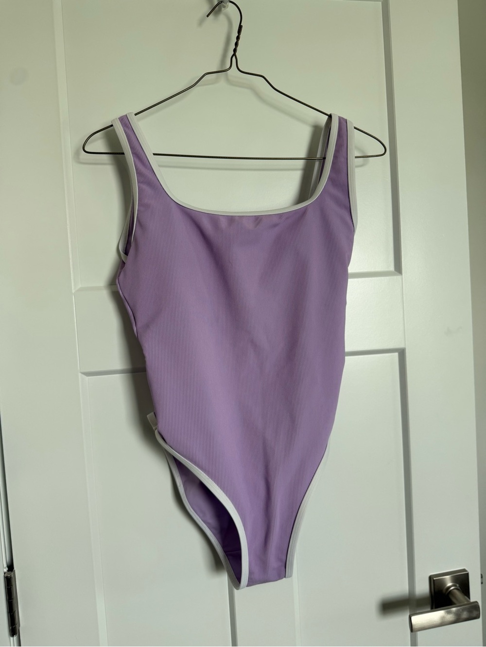 LainSnow Lilac One-Piece Swimsuit with White Trim